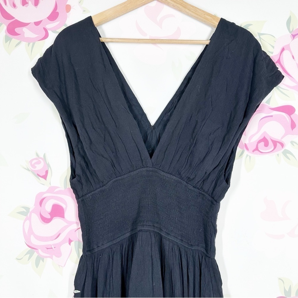 NEW Free People Abbey Wrap Floral Embroidered Bohemian Black Dress S - Picture 9 of 12